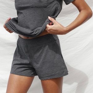 Grey Lunya restore shorts in small; mercurial grey heather colour